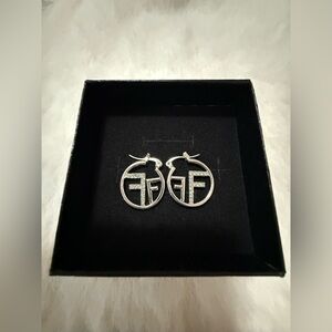 Silvertone Logo FF Hoop Earrings Fashion Jewelry